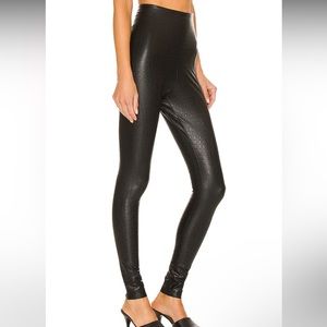 Black snakeskin commando leggings
